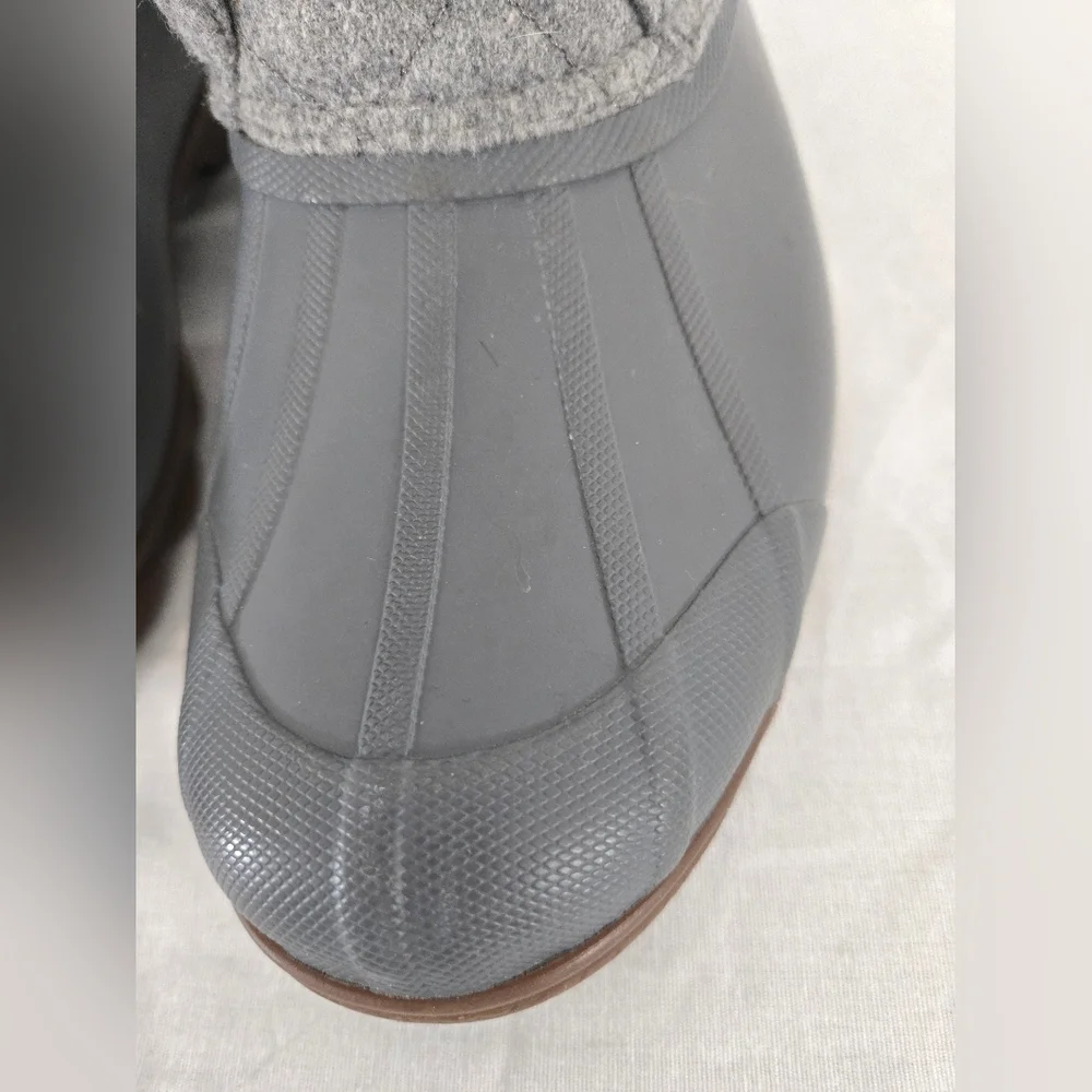 Sperry Syren Gulf Wool Quilt Duck Boots Lace Up Gray Waterproof Rain, size 9M